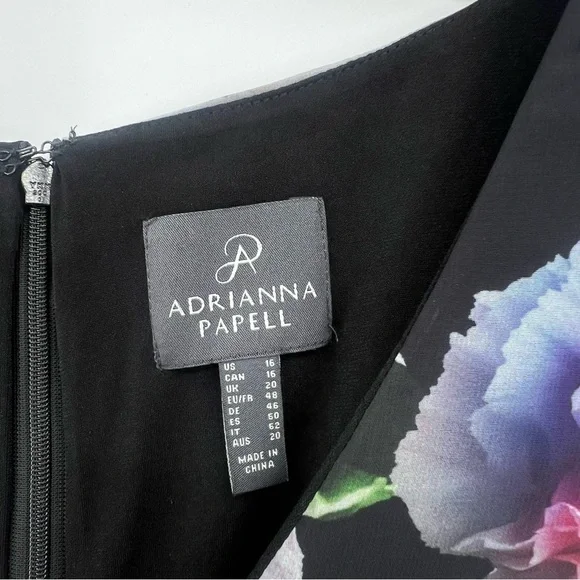 Adrianna Papell Floral Overlay Maxi Wide Leg Jumpsuit in Black Multi Size 16 - Picture 6 of 16